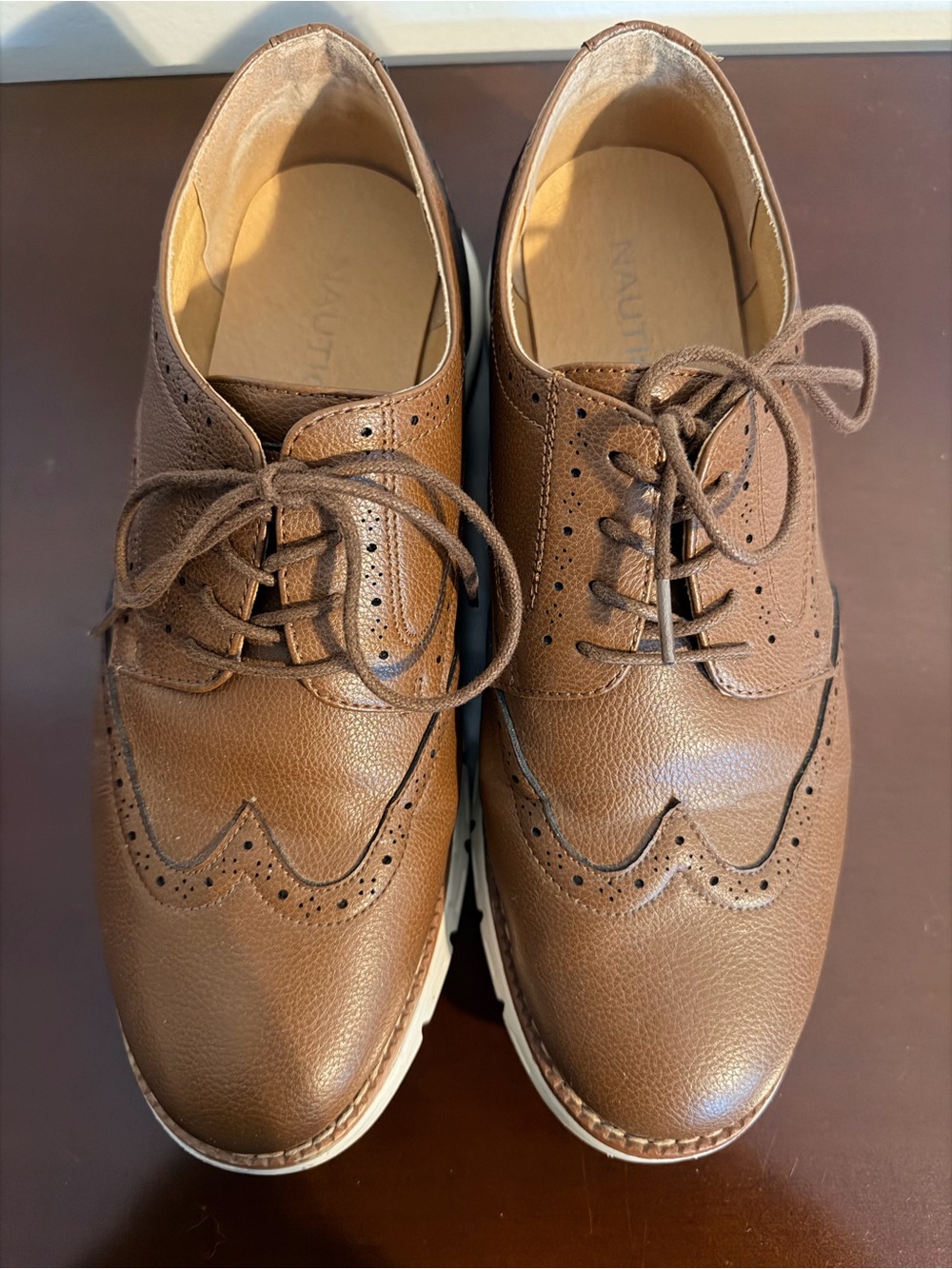 Nautica Men's Brown Wingtip Derby Oxfords